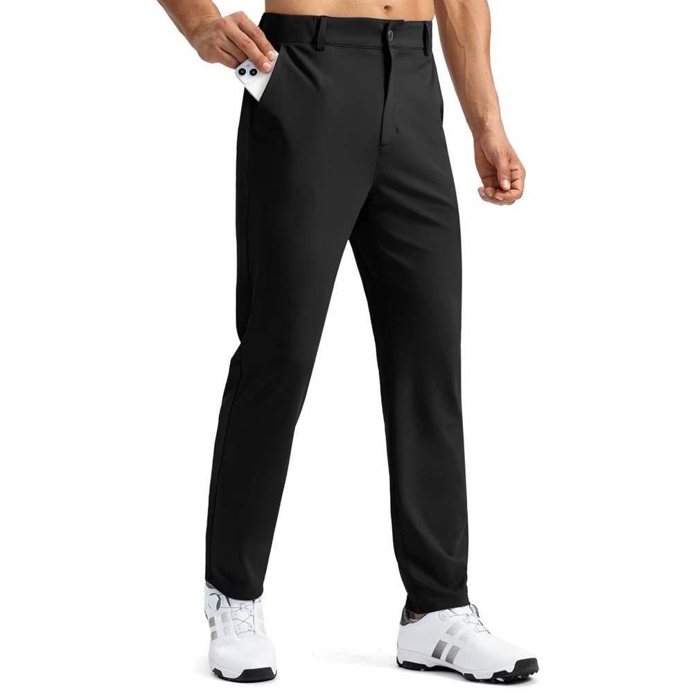 Soothfeel Men's Golf Pants Black Size L Slim Fit Stretch 5 Pocket Travel Work